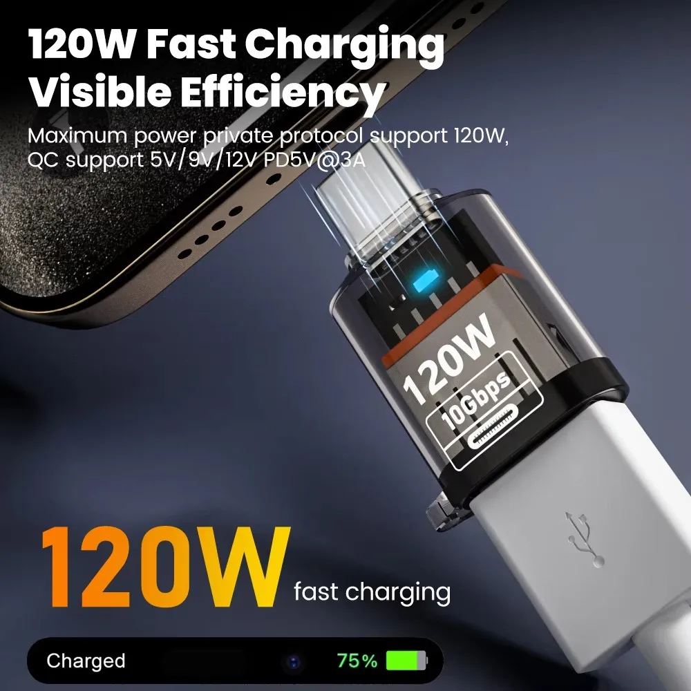120W USB 3.2 Gen2 OTG 어댑터 Type-C - USB-A 10Gbps 고속 충전 데이터 전송 변환기, 마이크로 USB 0.3m 데이터 케이블