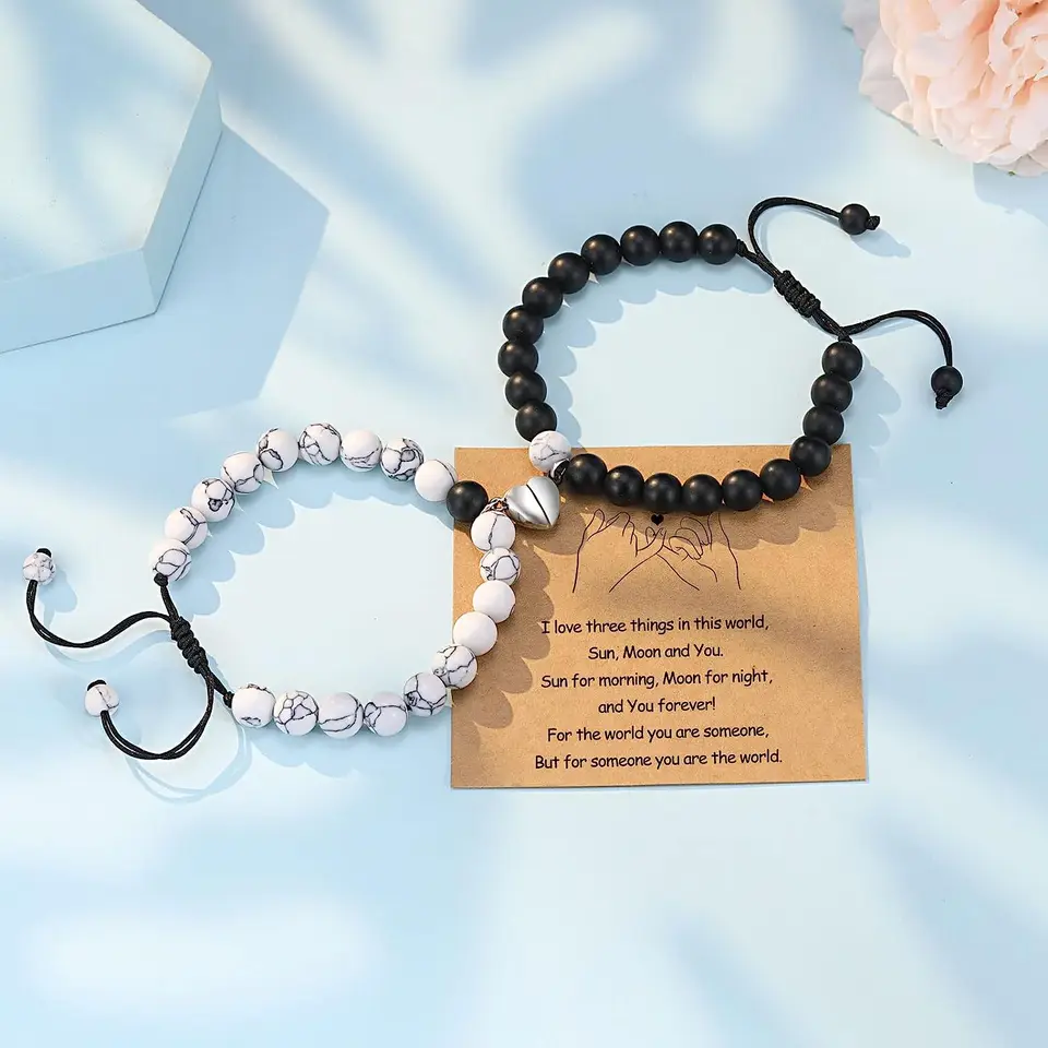 Matching Bracelets For Couples - Puzzle Heart Design, Stainless Steel, Anniversary & Valentine's Gift - View #8