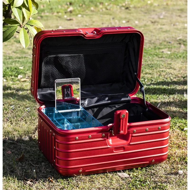 12/17 Inch Metal Aluminum Magnesium Alloy Small Makeup Tool Wash Beauty Bag Cosmetic Case Motorcycle Bag Motorized Tailstock Box