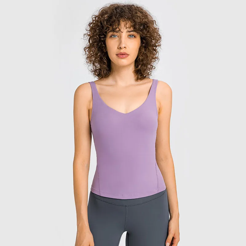 

Align Waist-Length Tank Top Women Sports Bra Padded Summer Fitness Vest Ladies Workout Sportswear Female Gym Clothing