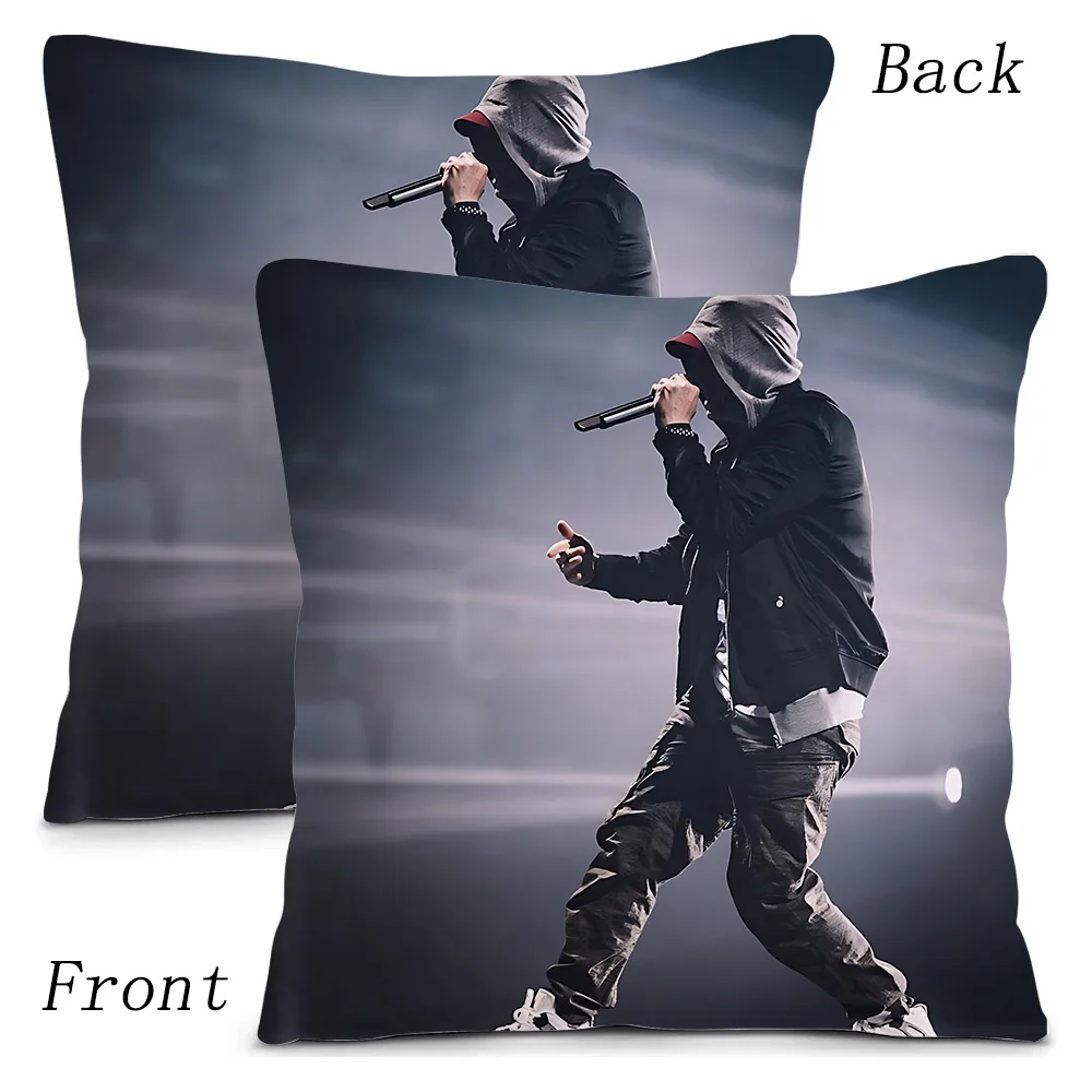 Hip Hop Rapper Eminem Pillow Covers Cartoon Sofa Decorative Home Double-sided Printing Short Plush Cute Cushion Cover 4
