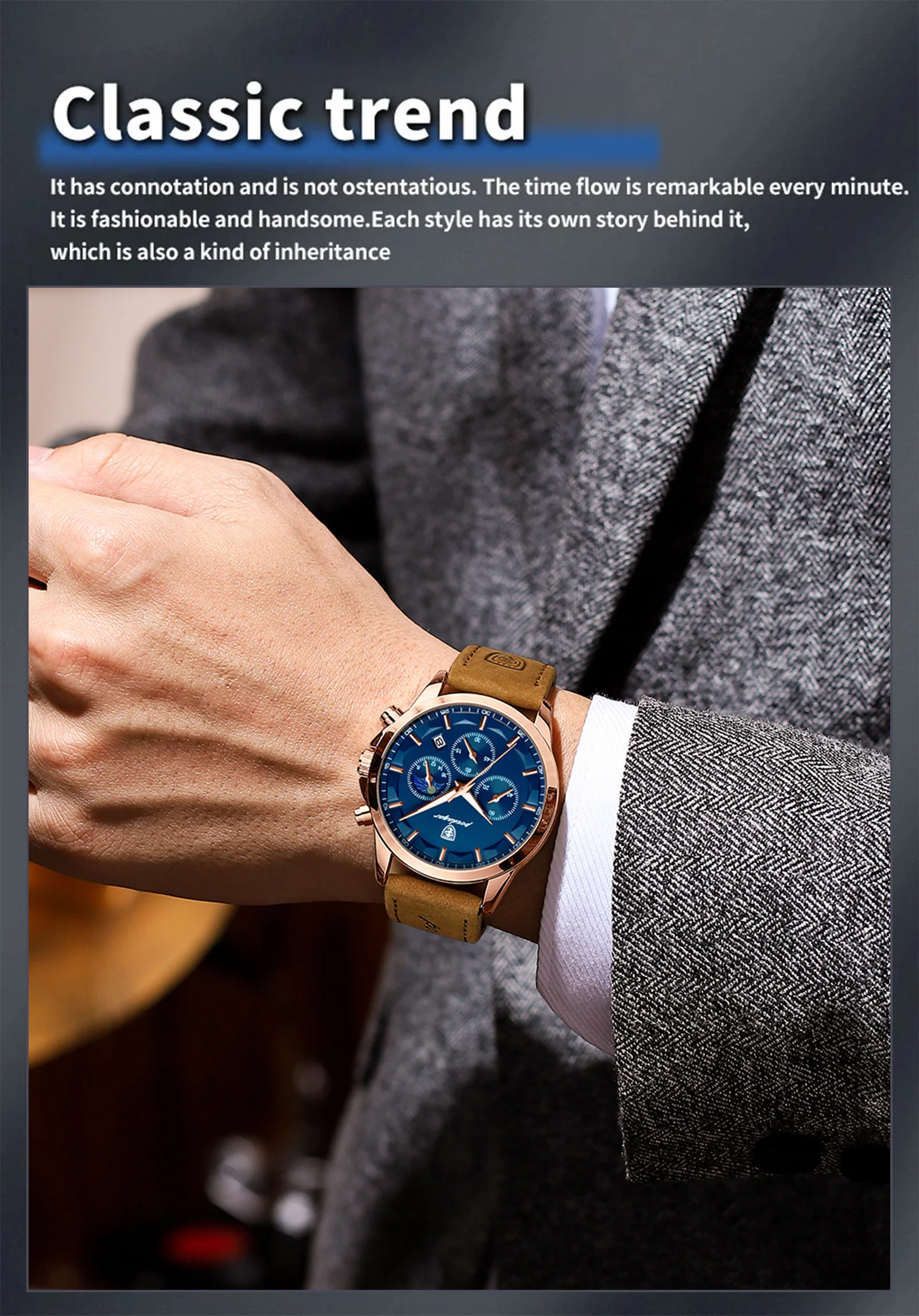 Relógio masculino de quartzo cronógrafo à prova d'água com data_voghion.com