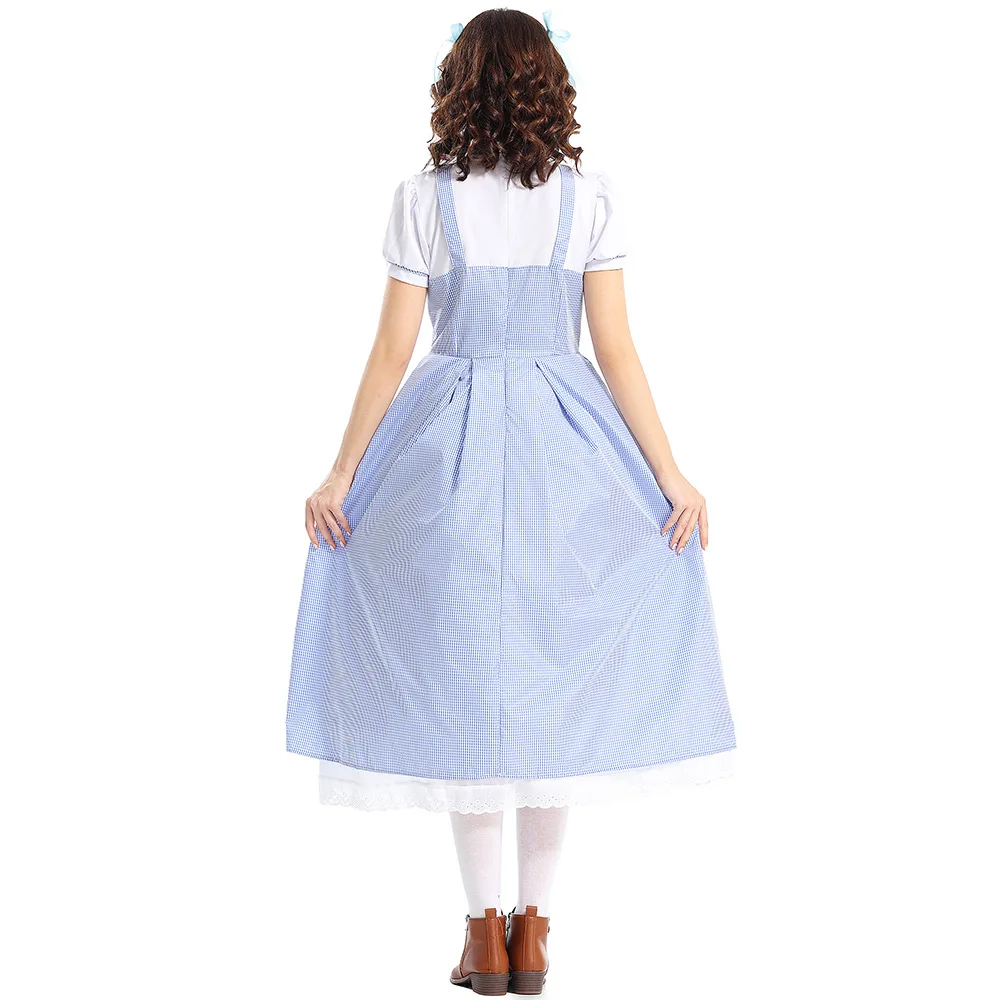 Blue Gingham Dress Women Women's Dorothy Halloween Costume Dress - Blue  Gingham Cosplay Party Dress With Puff Sleeves Sexy Cow Costume