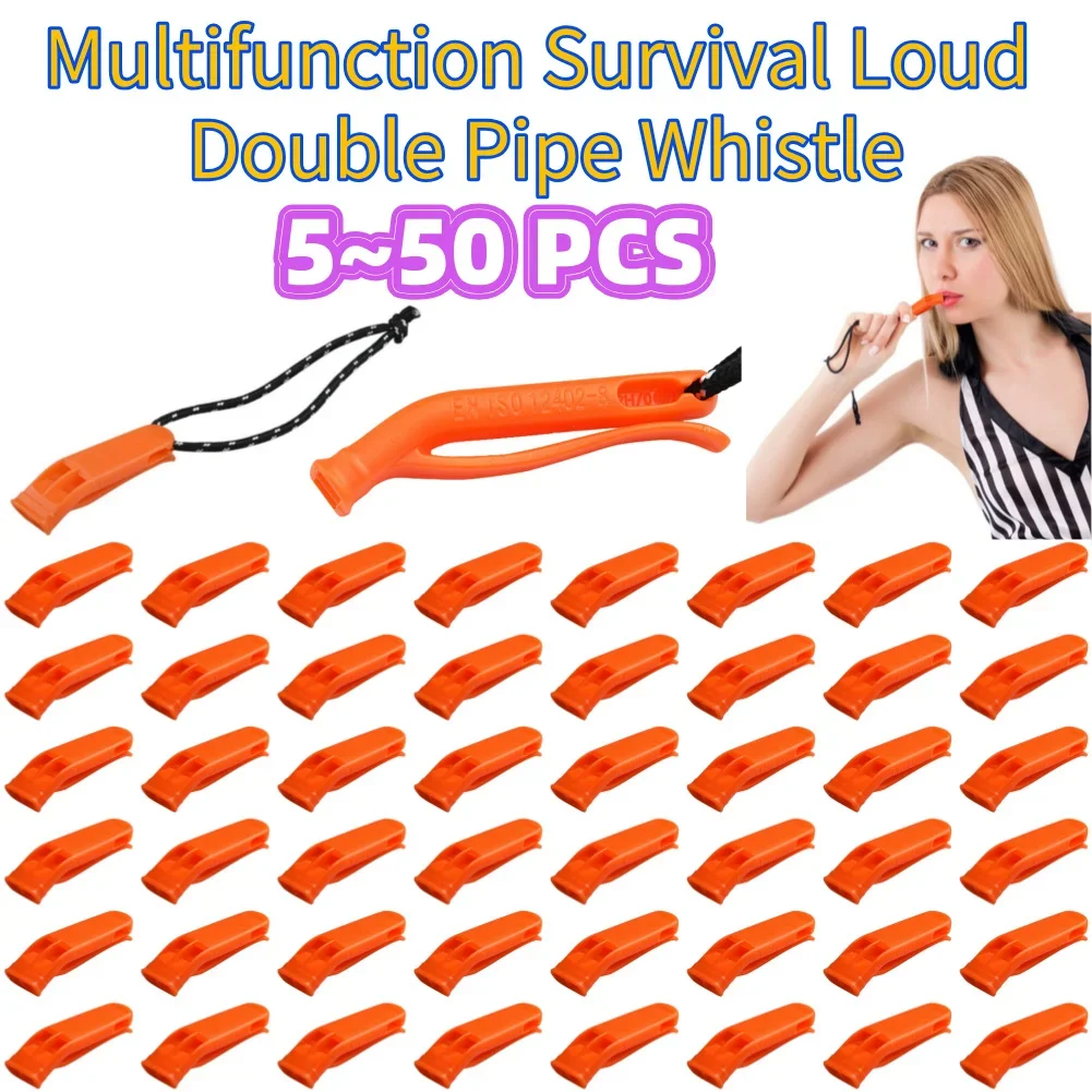 5-Pack Outdoor Survival Emergency Loud Double Pipe Whistles