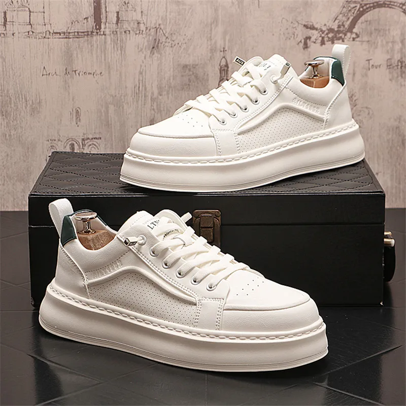 England Style Dress Wedding Party Shoes Comfortable Light Breathable Vulcanized Platform Leather Casual Sneakers T76 4