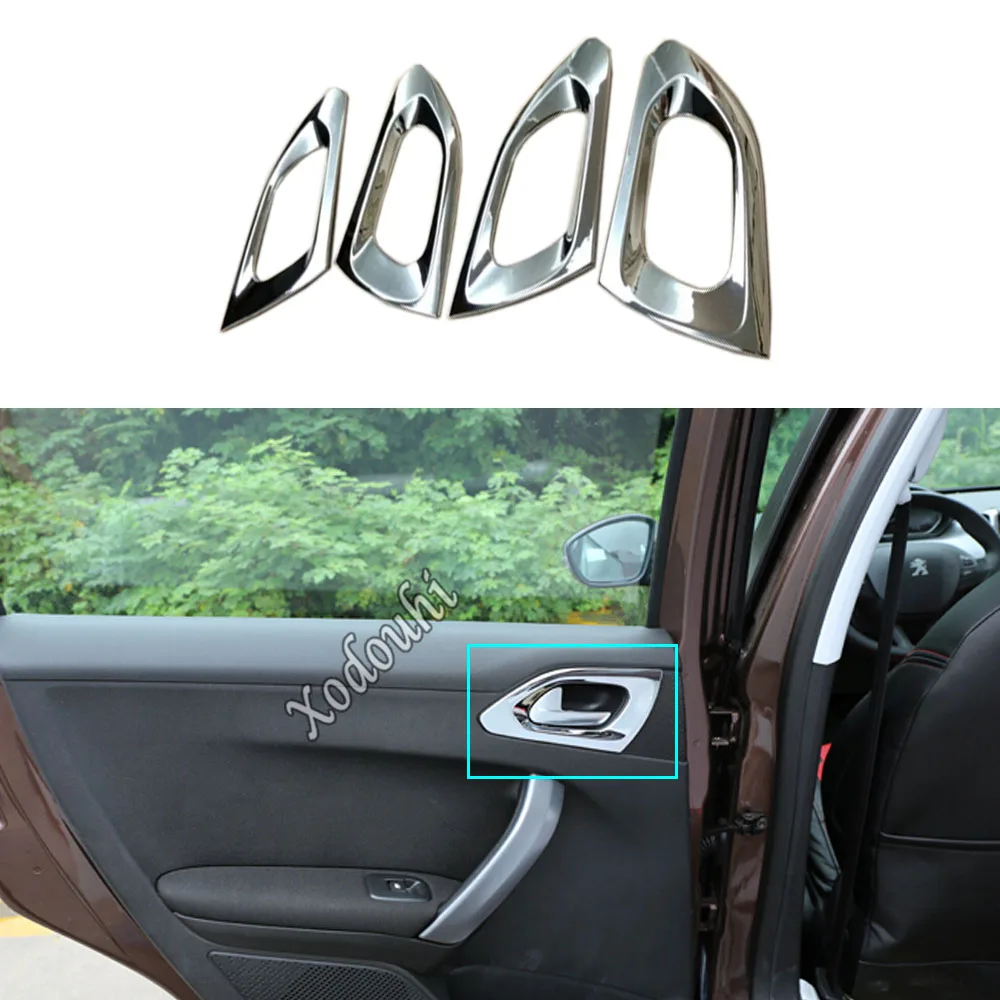 

Car Styling Body Cover Stick Trim ABS Chrome Door Inner Handle Bowl Frame Armrest Handrail For Peugeot 2008 2014 2015 2016 2017