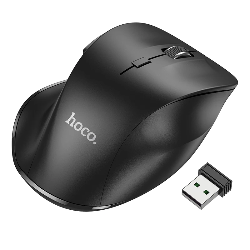 HOCO 듀얼 모드 비즈니스 무선 인체 공학적 마우스, PC 노트북용 USB 게이밍 컴퓨터 마우스, 2.4G/블루투스 6D 버튼, 1600 DPI, GM24