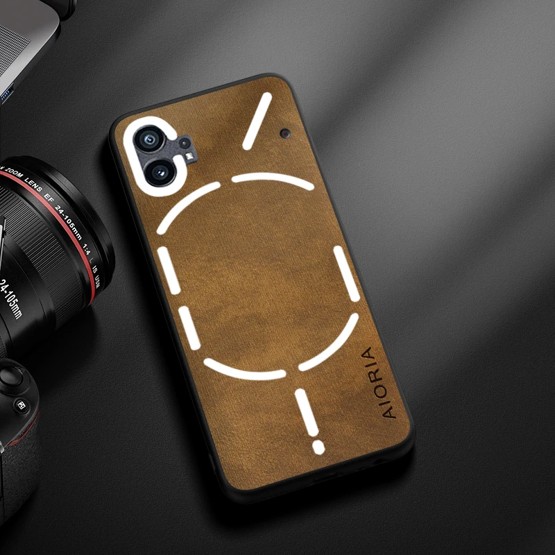 Elegant Lightweight Leather Wood Grain Phone Case - Simple and Durable Design