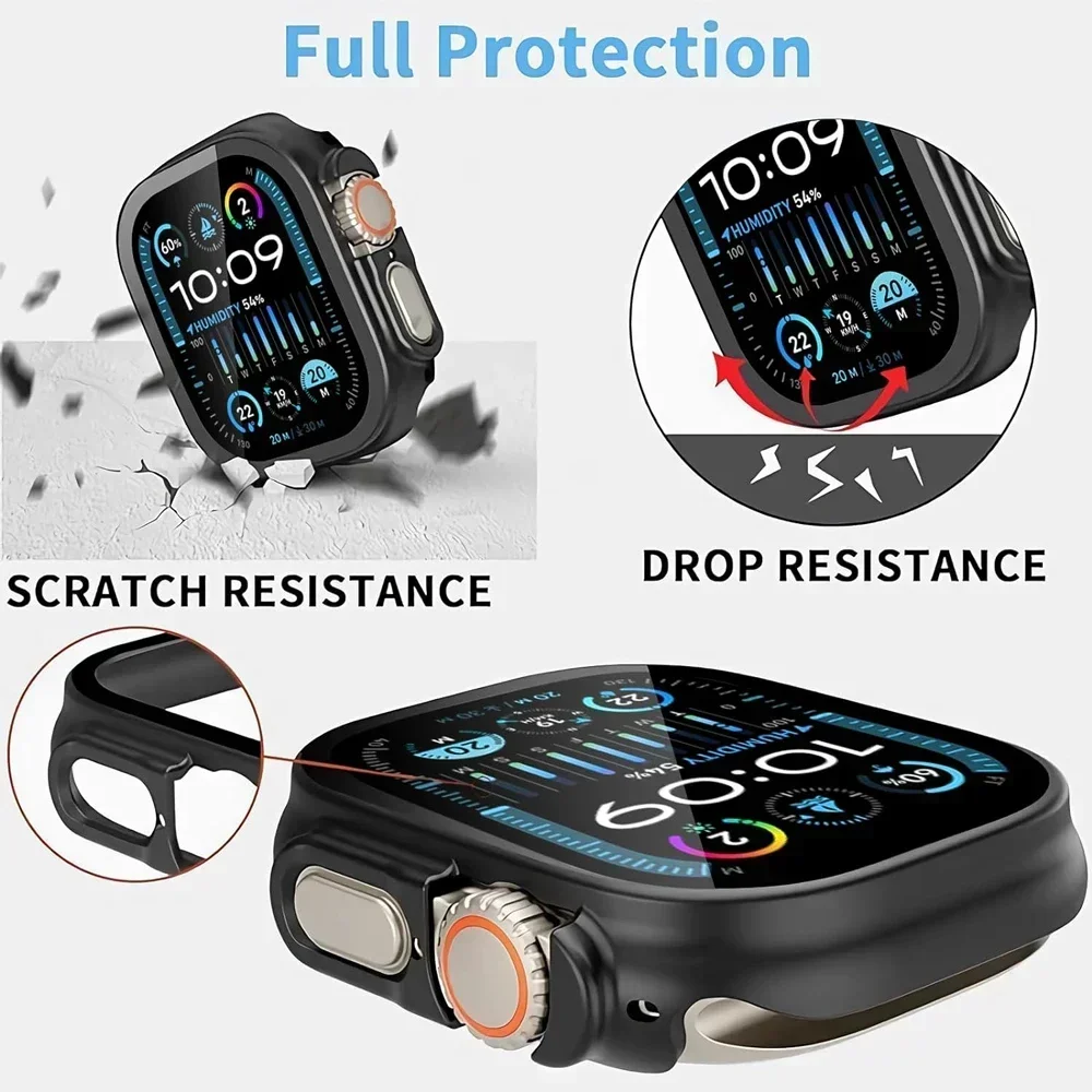 Rugged Shockproof Apple Watch Ultra Case with Tempered Glass Screen Protector
