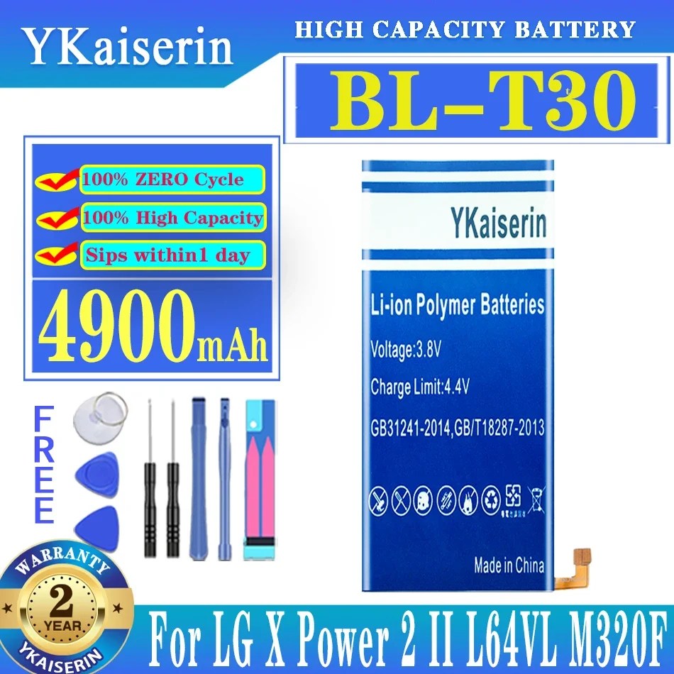 

YKaiserin BL-T30 4900mAh Battery for LG X Power 2 Power2 II L64VL M320F M320N M322 L63BL K10 Power M320 M320DSN M320TV MLV7N
