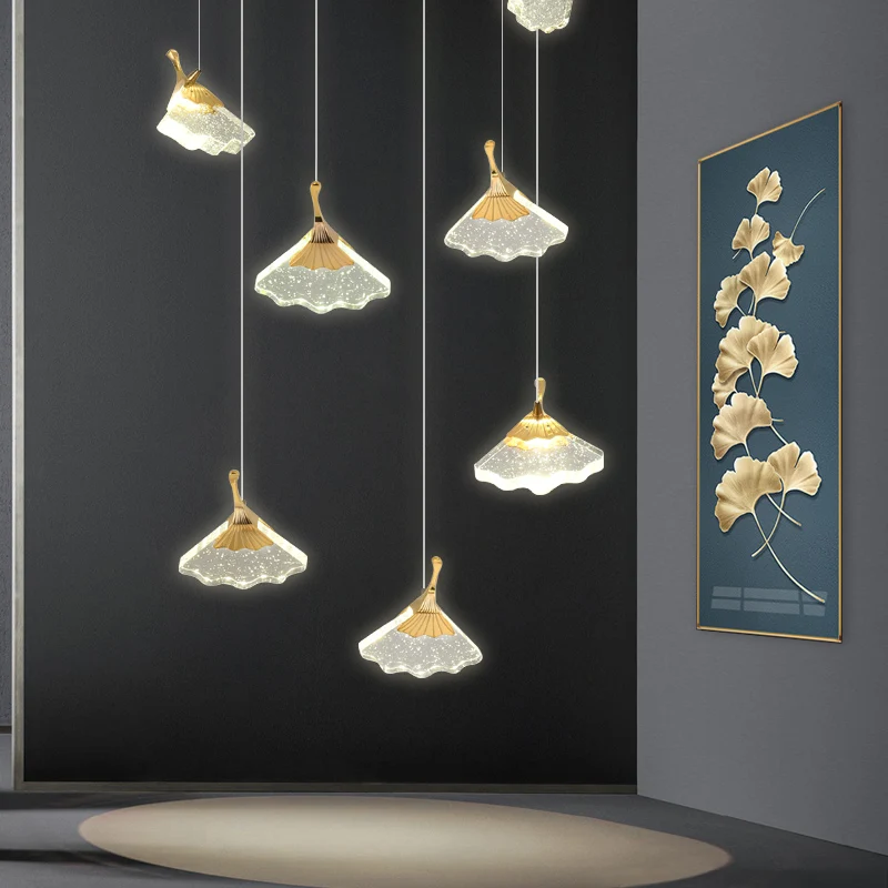 

Лестничная люстра, Современная креативная подвесная хрустальная люстра, гостиной, виллы, дуплексное здание, осветительные приборы для дома