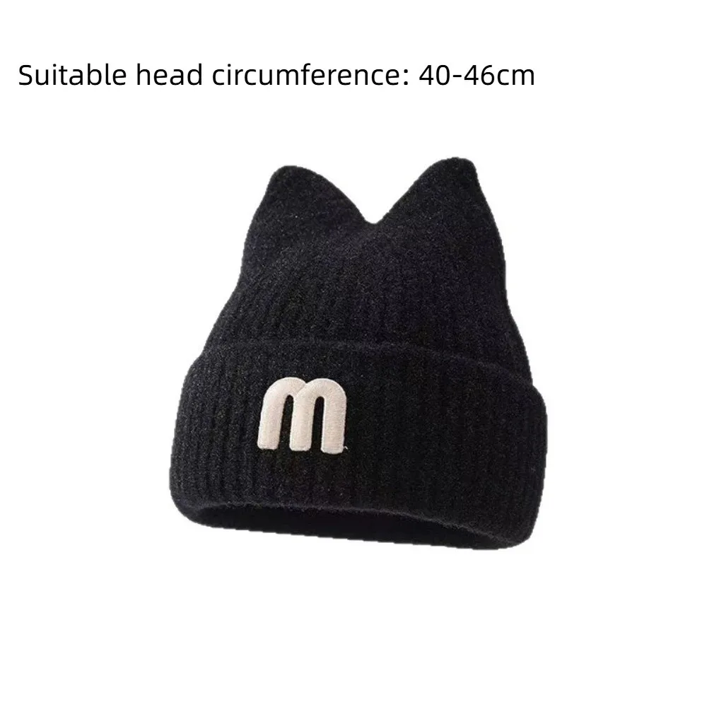 New Solid Color Knit Hat Keep Warm Letter Cap Cold Protection Toddler Beanie Cap Outdoor