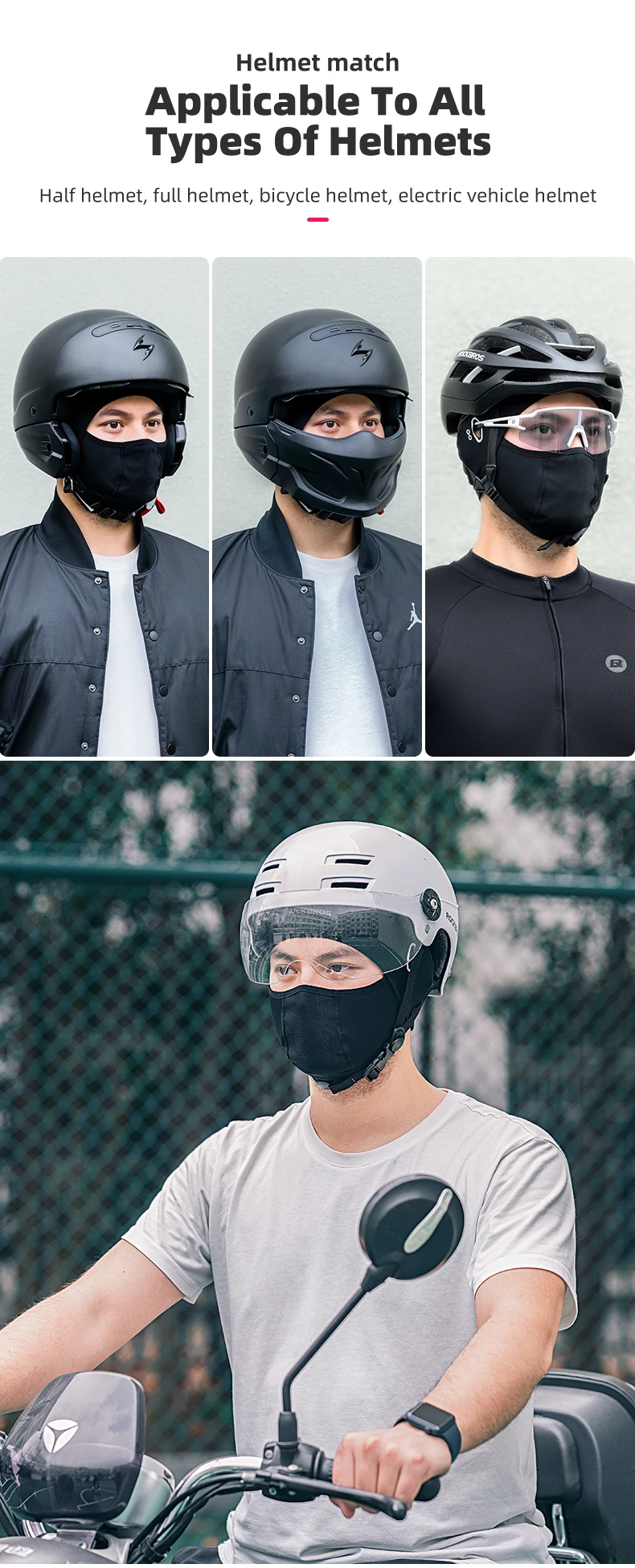 ROCKBROS Sommer Eis Seide Motorrad Bike Caps Atmungsaktiv Schnell Trocknend Fahrrad Volle Gesicht Maske Sport Laufen MTB Rennrad Kappe – Detail 7