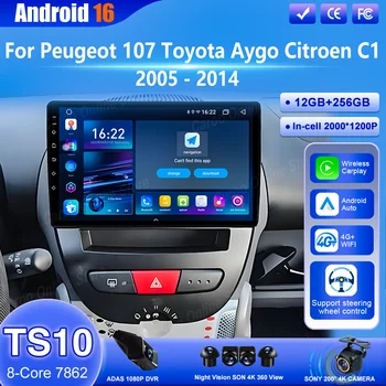 Autoradio Android 16 per Peugeot 107, Toyota Aygo, Citroen C1 2005-2014, con Carplay, GPS, Navigazione, Multimedia e Lettore Video