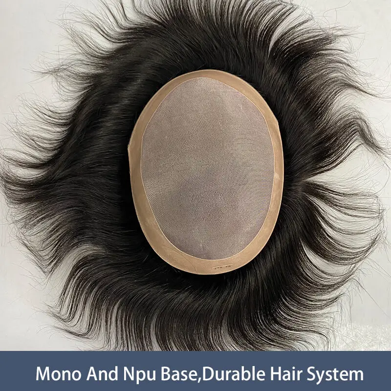 Toupee For Men Mono And Npu Base Male Hair Prosthesis Natural Human Hair Exhuast Systems Durable Men\'s Wigs Hairpieces Capillary