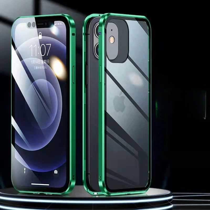 360° Full Protection Magnetic Phone Case with Double-Sided HD Clear Glass Cover