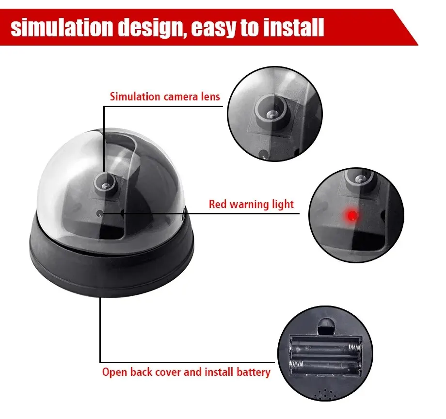 Fuers Creative Plastic Dome CCTV Dummy Camera Flashing Led Fake Camera Surveillance Security System surveillance camera