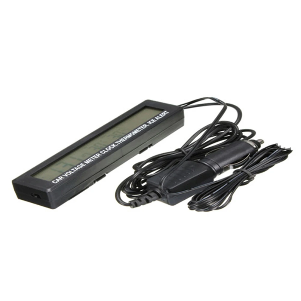 3 In 1 Mini Electronic Car Clock High-Precision Battery Voltage Monitor Meter LED Backlight Two-Color Electronic Thermometer