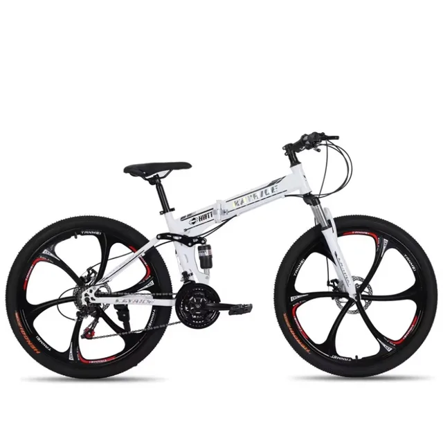 Vélo de montagne pliable personnalisé en gros, VTT à double suspension, vélo à frein à disque 26/27,5/29 pouces, sports de plein air 1