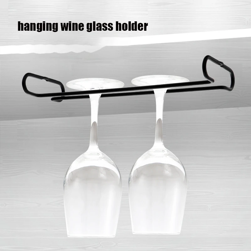 

Single Wine Glasses Holder Bartender Free Ship Hanging Rack Under Cabinet Stemware Organizer Goblet Iron RackBar Tool Cup Finish