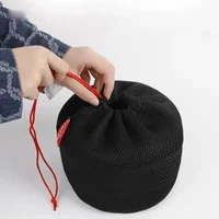 Portable Set Pot Storage Bag New Ultra Light Breathable Mesh Pouch Drawstring Buckle Mesh Fabric Tableware Bag Camping 1