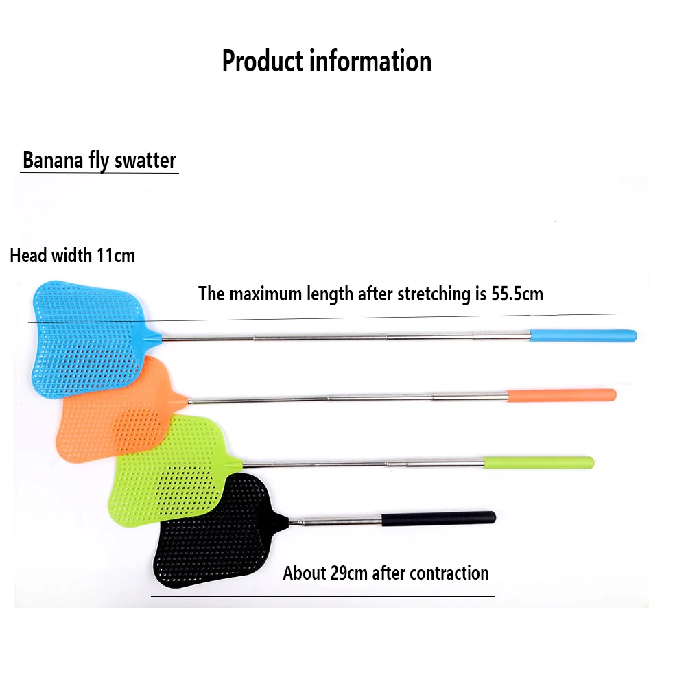 Fly Swatter Telescopic Long Handle Durable Plastic with Stainless Adjustment Mosquito Repellent Tool Home Accessories