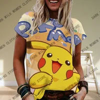 New Arrivals Pokémon Womens T-Shirts Tops Pokemon 3d Print T Shirt Trendy Summer Casual Short Sleeve Pikachu Cute Clothing Tees 1