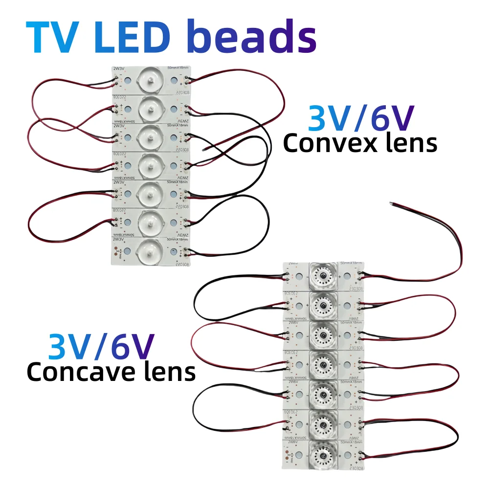 32-75인치 LED TV 백라이트용 3V/6V LED 7개입, LED TV 수리 및 개조 지원, 광학 렌즈 장착 SMD LED