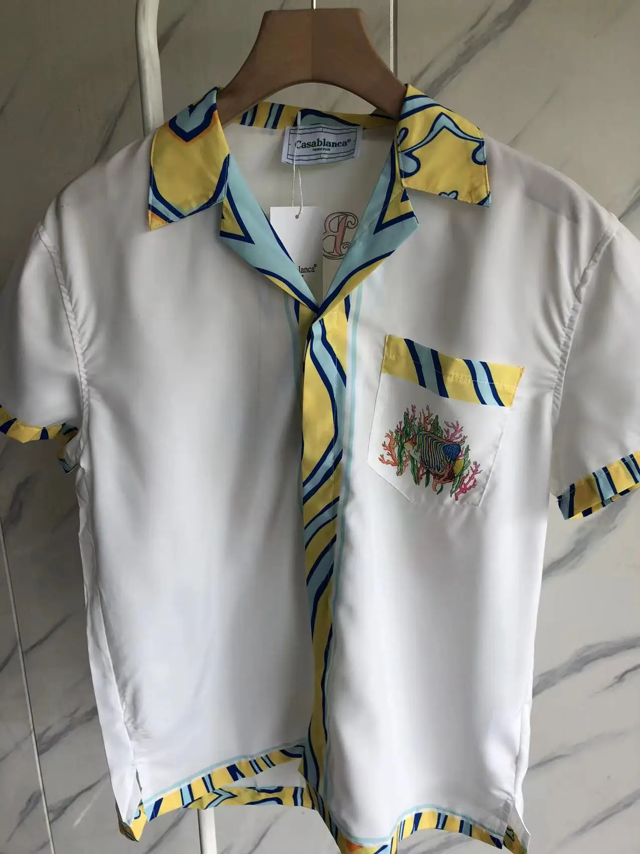 

New Fasion Fish Casablanca Shirts Men Women Best Quality 2023ss Casual Fashion Top Tee Shirt Techwear