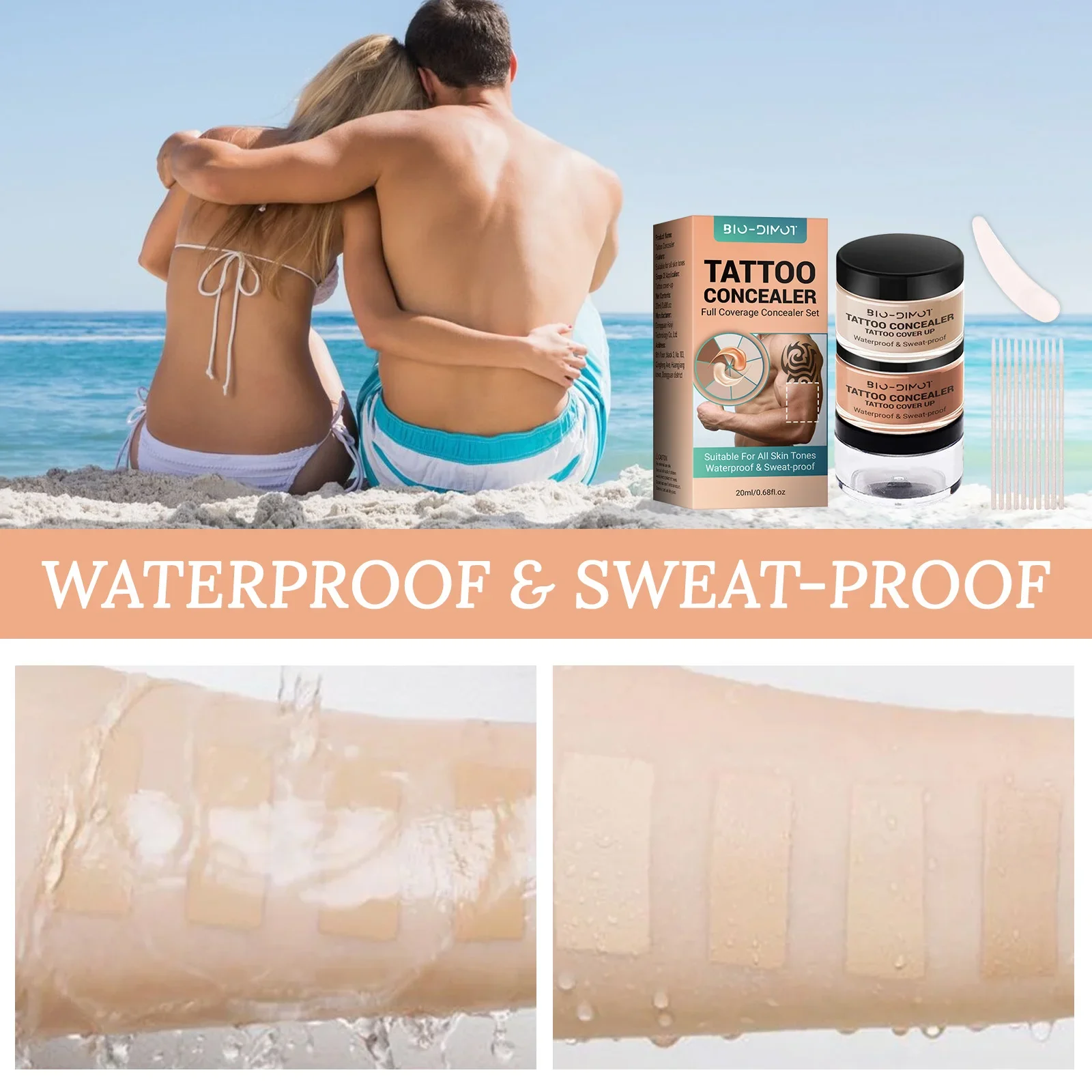 Waterproof Full Coverage Concealer Cream For Tattoos And Scars_voghion.com