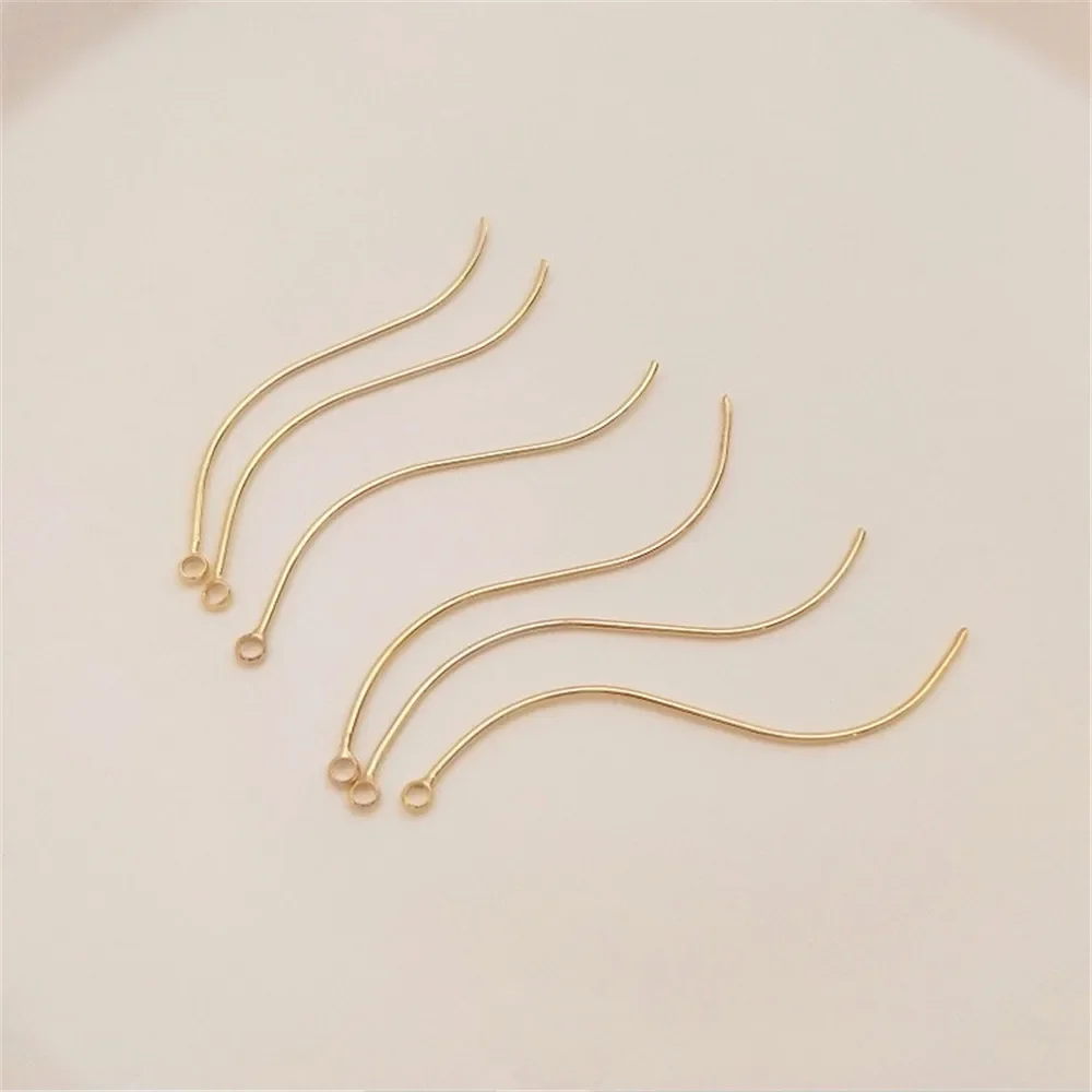 

14K Gold Plated Smooth S shape with lifting ring nine needle single ring pendant ear line hanging rod DIY accessories
