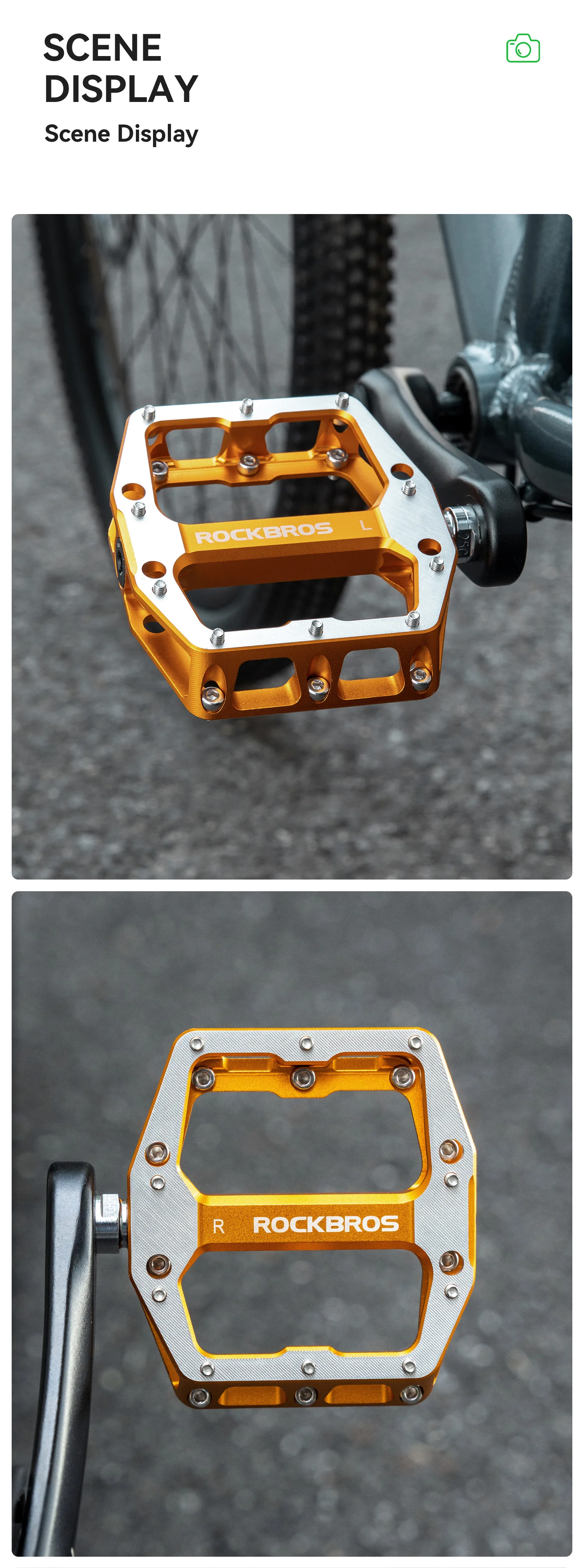 ROCKBROS Fahrradpedale, abgedichtetes Lagerpedal aus Aluminiumlegierung, leichte MTB-Rennrad-Plattformpedale, rutschfest, staubdicht – Detail 10