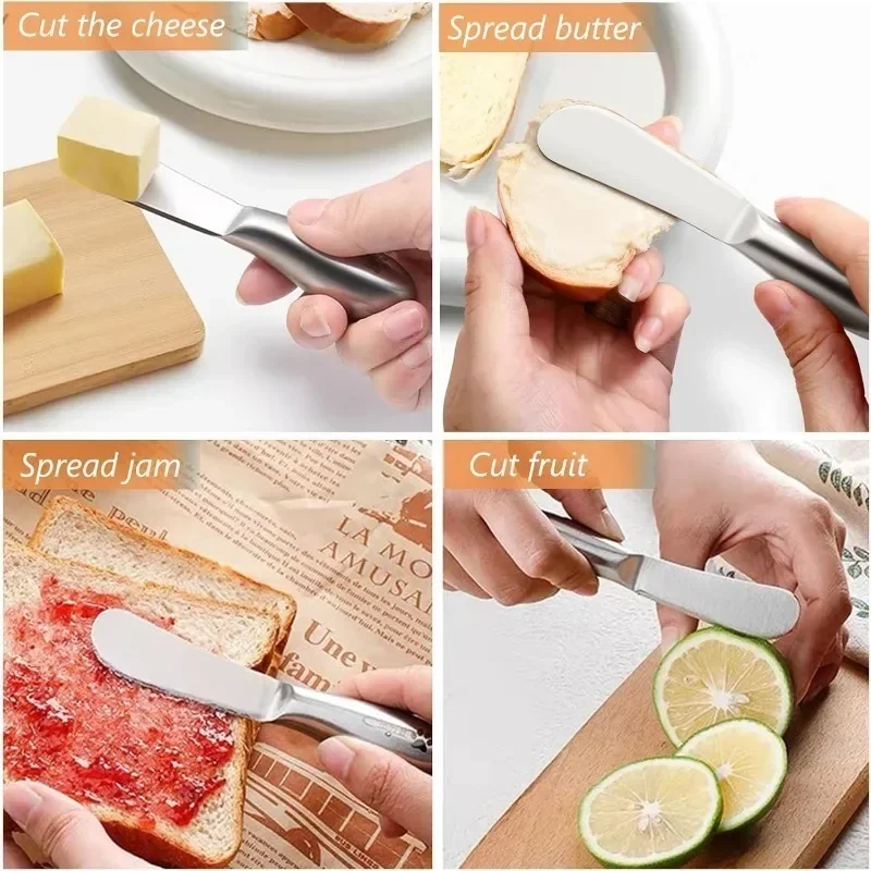1/6PCS Stainless Steel Butter Cutter Cheese Knife Bread Jam Spreaders Wipe Multifunctional Western Food Tableware Kitchen Gadget Butter Knife Cheese Knife