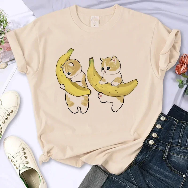 Cute Cat Shirt Women Funny Cartoon T Shirt Y2K 90S Harajuku Graphic Ulzzang T-Shirt 90S Print Tshirt Aesthetic Top Tee Female