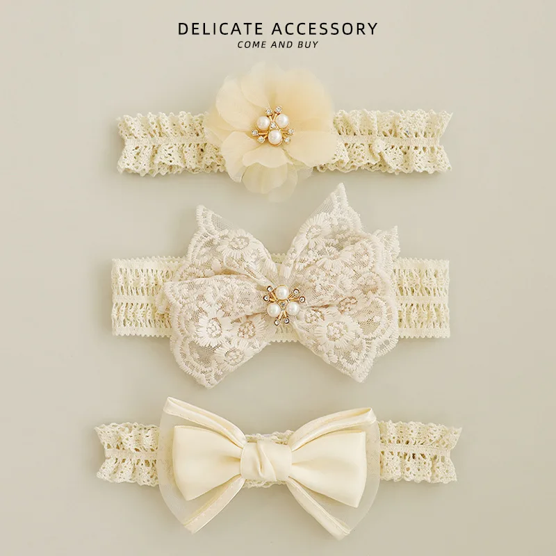 الأميرة الدانتيل الزهور Bowknot الطفل Headbands مرونة فتاة العصابات الشعر الوليد الرضع اكسسوارات التصوير الدعائم أغطية الرأس 2025
