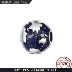 2021 NEW 100%  925 Sterling Silver Enamel World Beads Charms Fit Original Pandora Bracelet&Bangle Making DIY Women Jewelry Gift