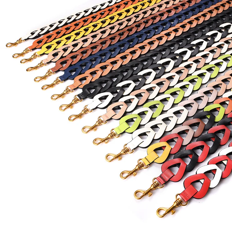 Triangle Hollow Chain Strap for Shoulder bags leather Candy Color Wide handle Brass hanger Belt