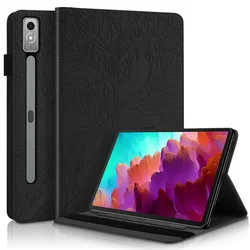 Embossed Tree Flip Wallet Stand Tablet Cover, 12.7 Inch for Xiaoxin Pad Pro 12.7 (Black)