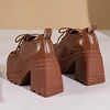 Women Heels Platform Square Lace Up Party Role Play Uniform Dress Shoe Fashion High Trifle Base Leather Loafers Lolita Mary Jane 4