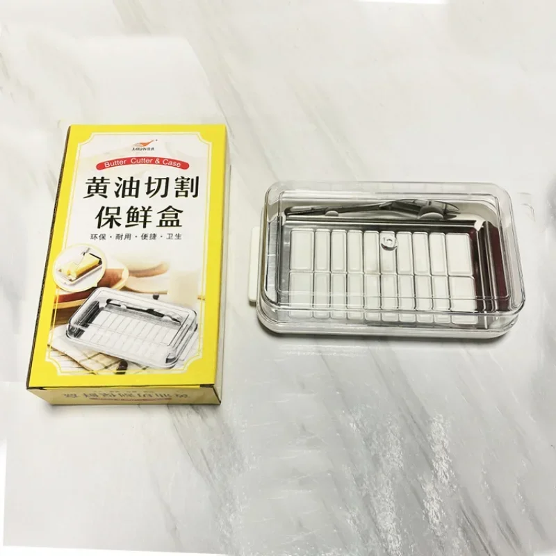 Butter Cutter Stainless Steel Slicer Cheese Tools Glass Butter Keeper Container Box Multifunction Kitchen Storage Accessories