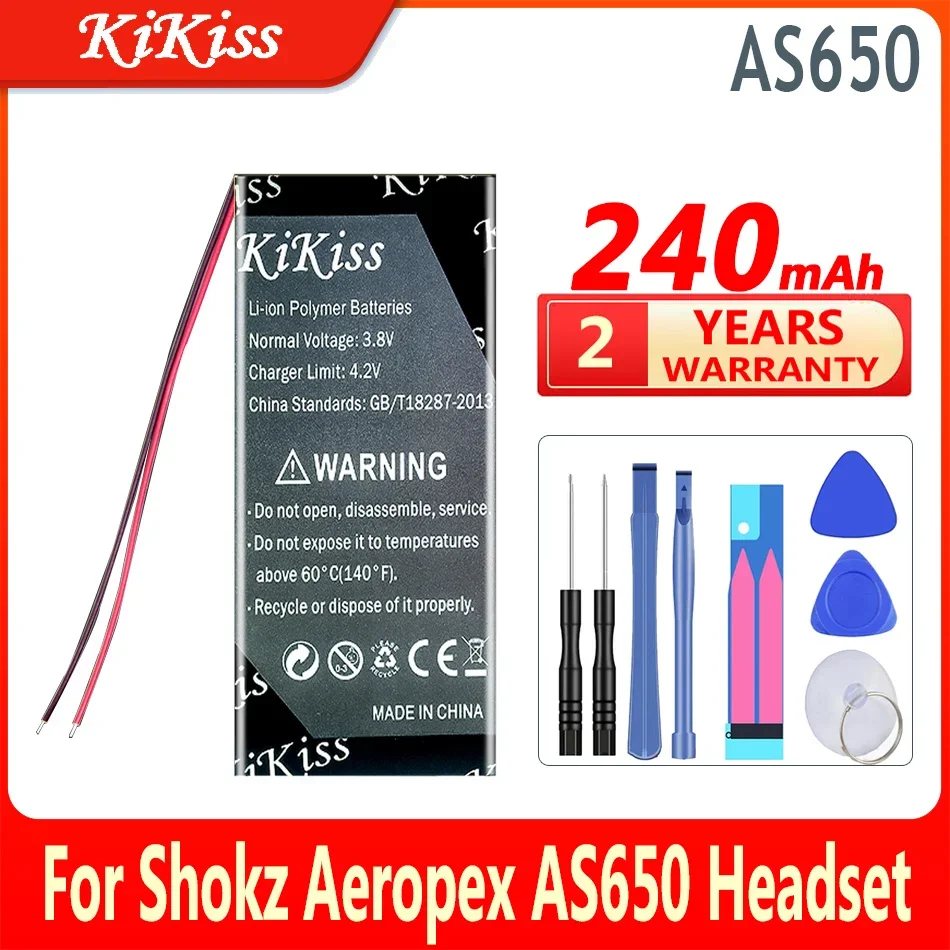 

Новый аккумулятор KiKiss 240 мАч для Shokz, аэролекс AS650, гарнитура, цифровая батарея