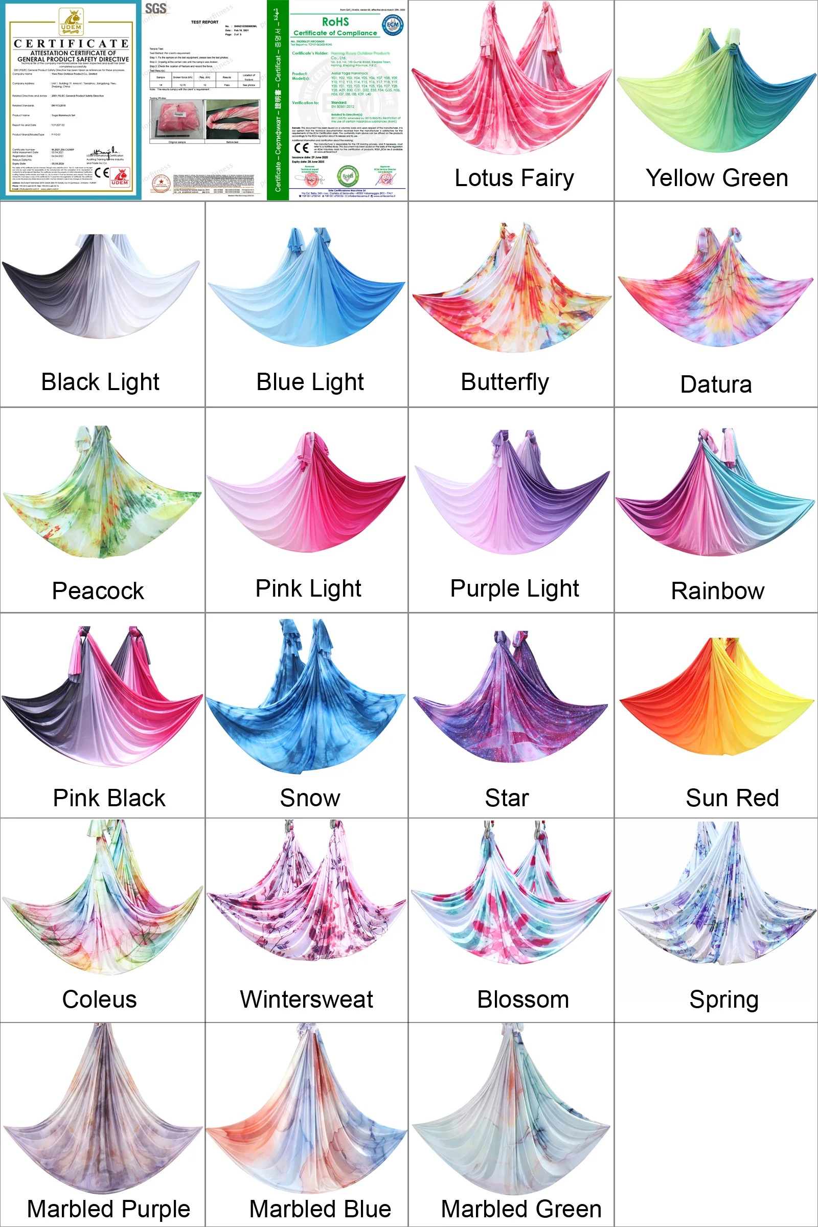 10M Aerial Silk Set High Quality Gradational Colors Aerial Yoga Hammock Anti-gravity for Yoga Training GYM Studio