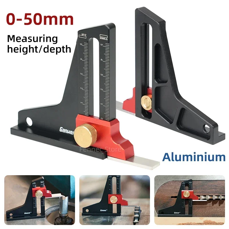 

Woodworking Height Gauge Depth Measurement Tool Milling Cutter Trimming Machine Saw Blade Marking Ruler Adjustable
