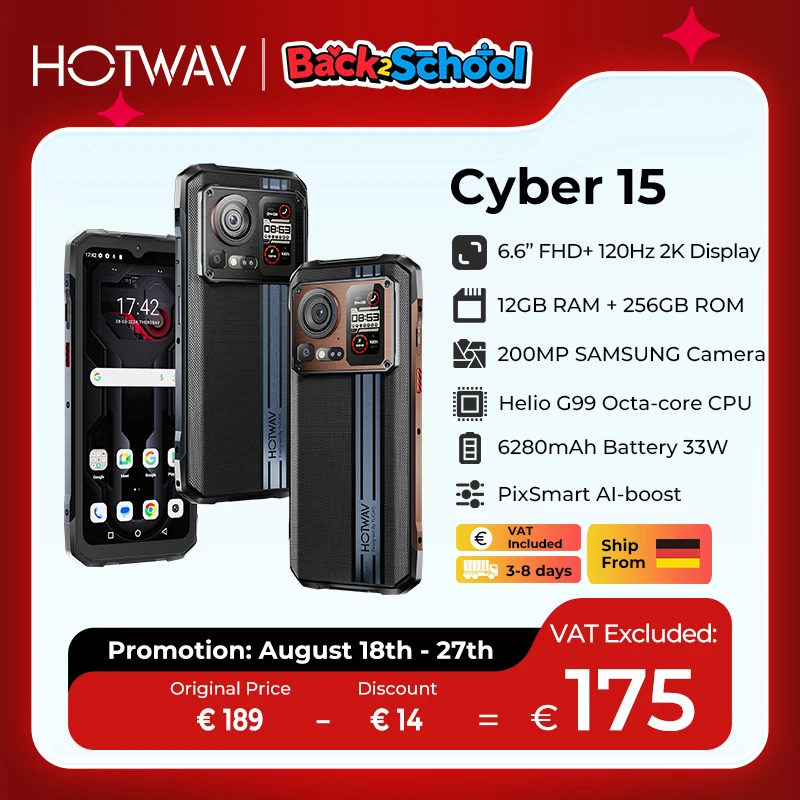 Ship from Germany] HOTWAV Cyber 15 Rugged Phone G99 200MP