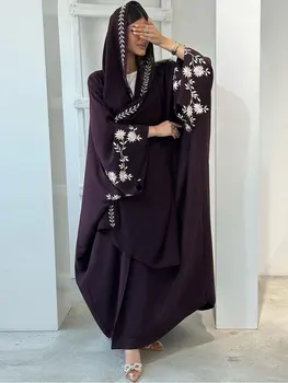 Siskakia Ramadan-Dubai Embroidery Cardigan abaya For Muslim Women's With Hijab Kebaya Moroccan stylish Elegant Clothing