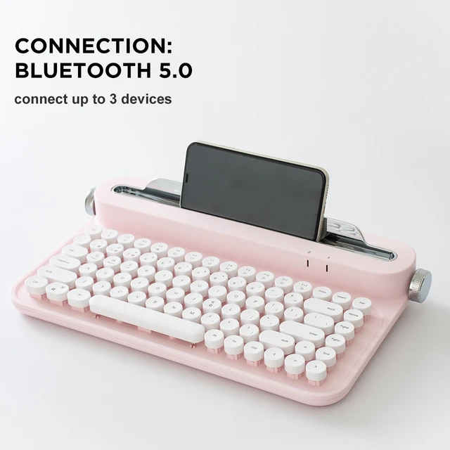 YUNZII ACTTO-Clavier Rétro Sans Fil Bluetooth Rose, Accessoire Esthétique  avec Support Intégré pour Multi-Appareils - AliExpress