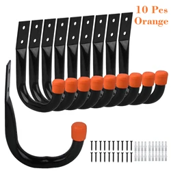 Heavy Duty Wall Mount Garage Storage Hooks - Pack of 6, Black (Orange - 10Pcs)