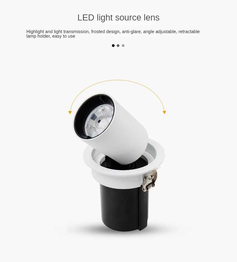 Description Picture 4 of itemAC220V Aluminum LED Downlight 7W/12W/18W/24WCOB Chip Rotatable Recessed Spotlight Stretchable Ceiling Light
