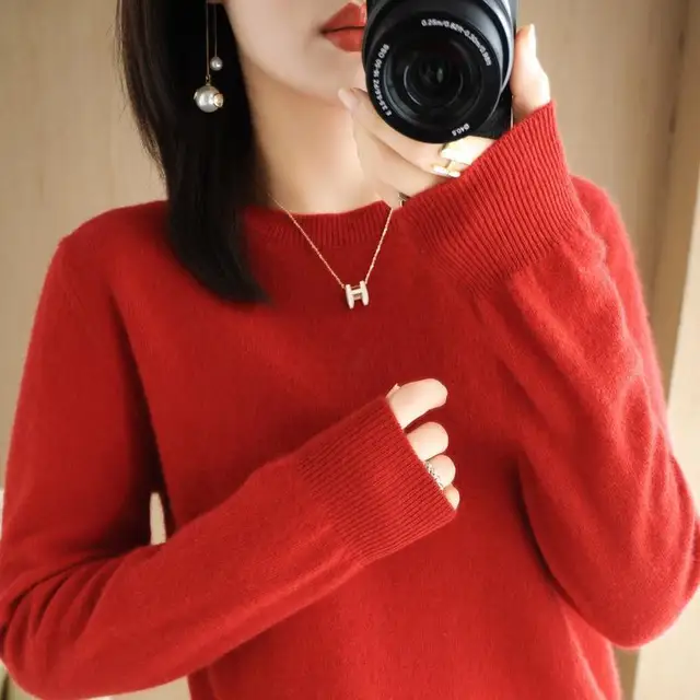 가을과 겨울 시즌에 따뜻함과 스타일을 모두 제공하는 여성용 용수철 긴팔 O넥 풀오버