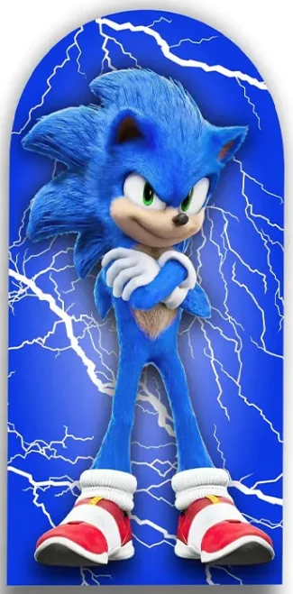 thumbnail image 1 of Fondo elástico con cubierta de arco de Sonic The Hedgehog para fotografía, decoración para fiesta de cumpleaños, baby shower, accesorios de celebración, 1 of 5